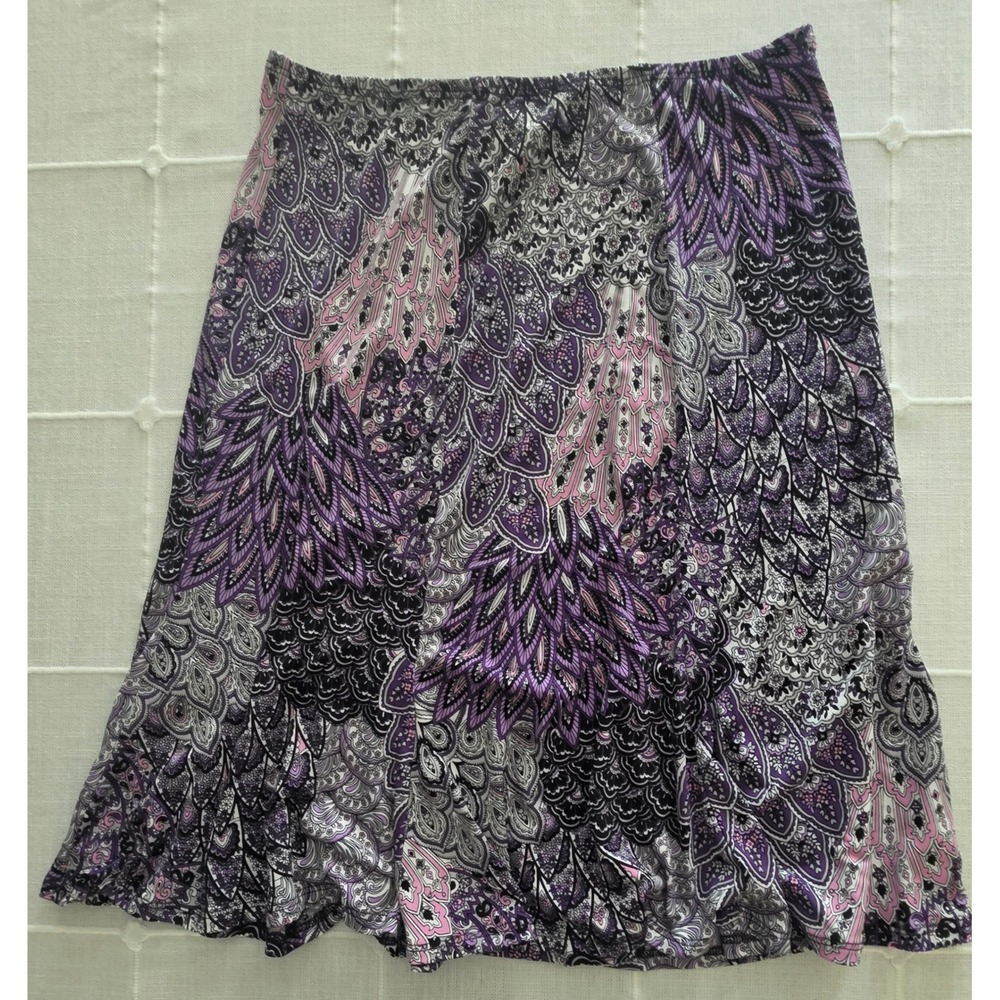 Connected Apparel Womens Purple Peacock Paisley Print Skirt MG596816M Size M